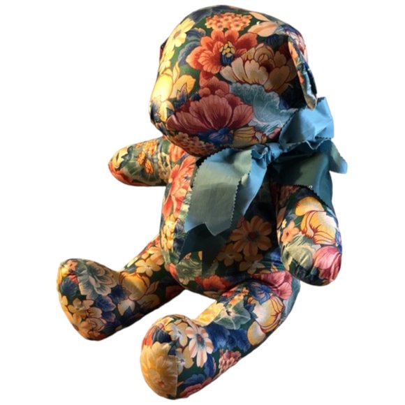 Vtg Shabby Chic Floral Teddy Bear Large. 17" h x 18" w - Picture 8 of 13